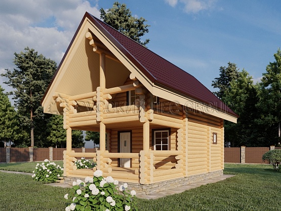 Дом из бревна проект ЛУРАГО 68,5м2 4,6x8,6