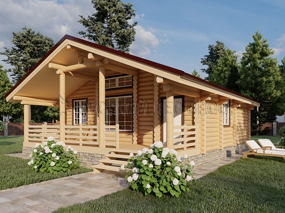 Дом из бревна проект ЛУКАС 88,7м2 9,00х10,50