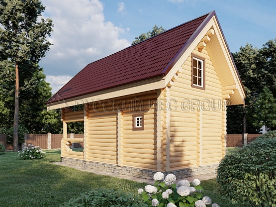 Дом из бревна проект ЛУРАГО 68,5м2 4,6x8,6