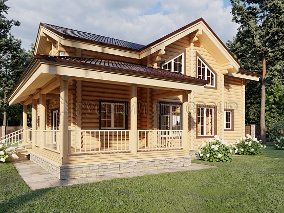 Дом из бревна проект ХАДИД 210,0м2 9,60х12,00