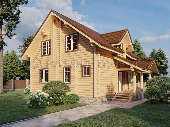 Дом из бревна проект САНСОВИНО 212,00м2 9,0х10,8