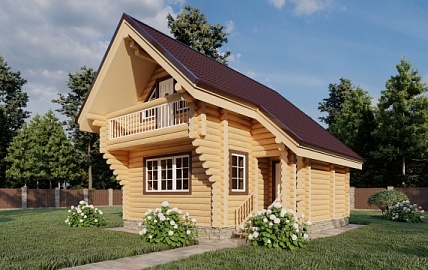 Дом из бревна 6,5 x 7,5, проект - ДОМЕНИКО