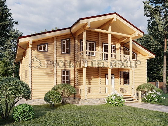 Дом из бревна проект Кварц 377,00м2 14,3x15,0