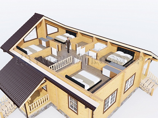 Дом из бруса проект МУССАНИТ 207,00м2 11,0х11,5